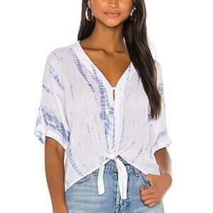 Rails Linen Rayon Blend Thea Cloud Tie Dye Button Down Tie Front Blouse Size XS
